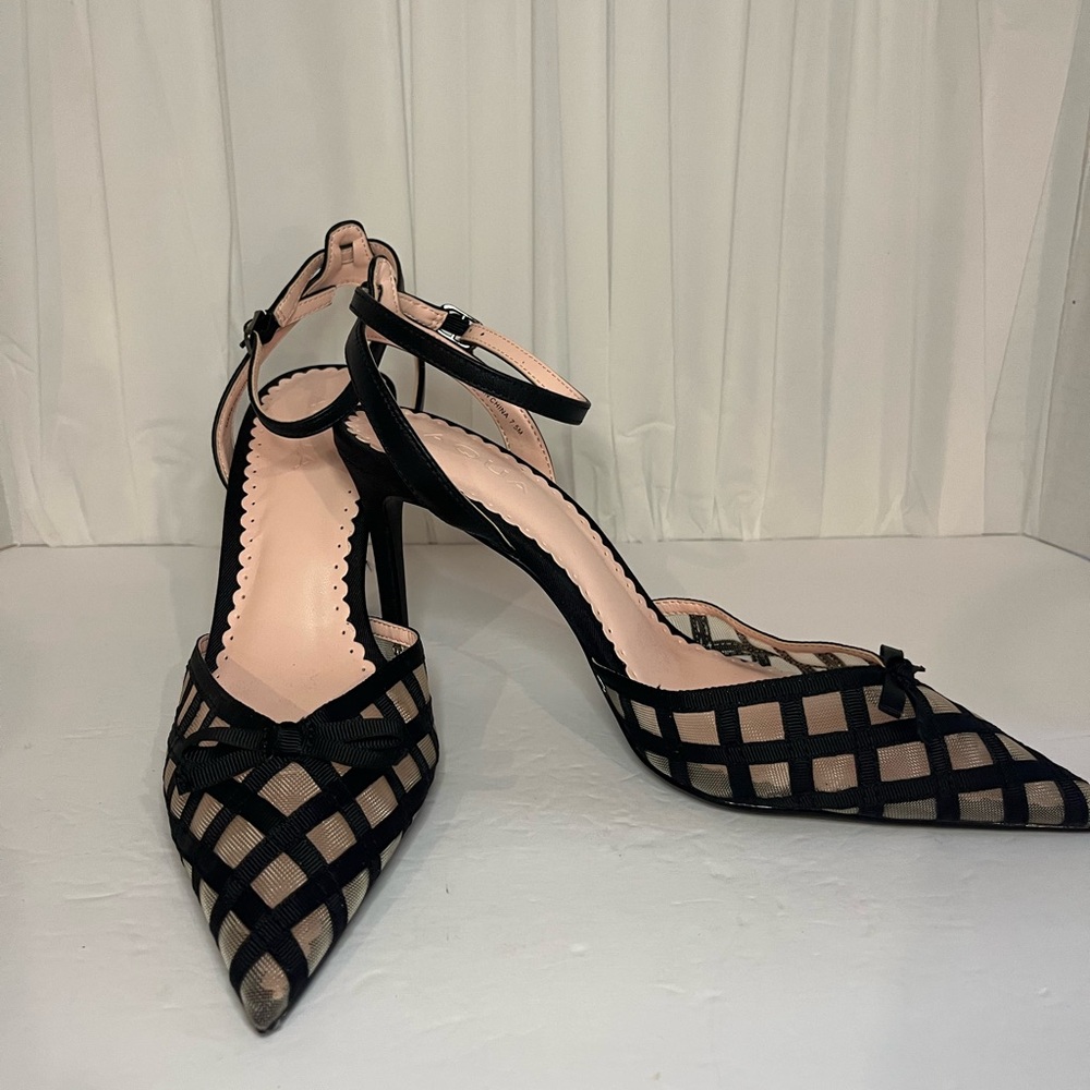 Aqua Black Mesh Women's Heels